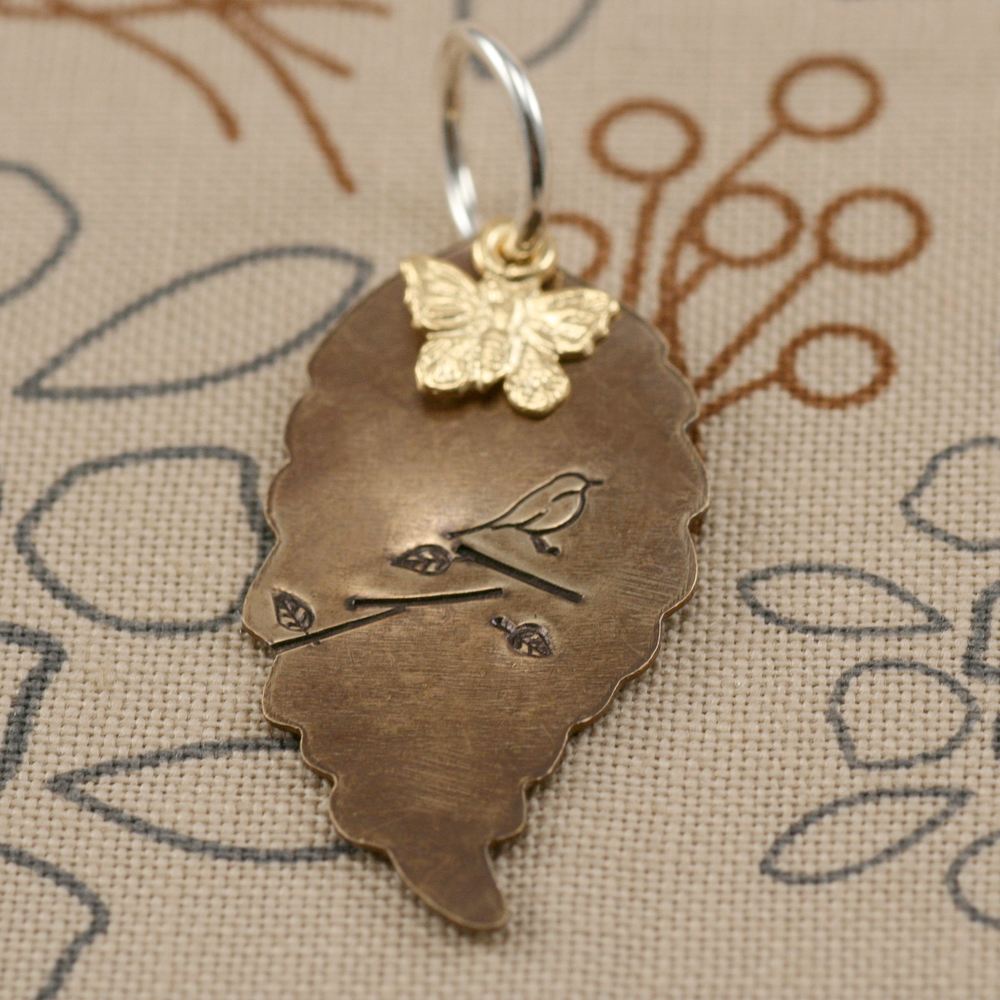 Metal Stamping Blanks Antiqued Brass Leaf with Hole, 29mm (1.14") x 14mm (.55"), 26g